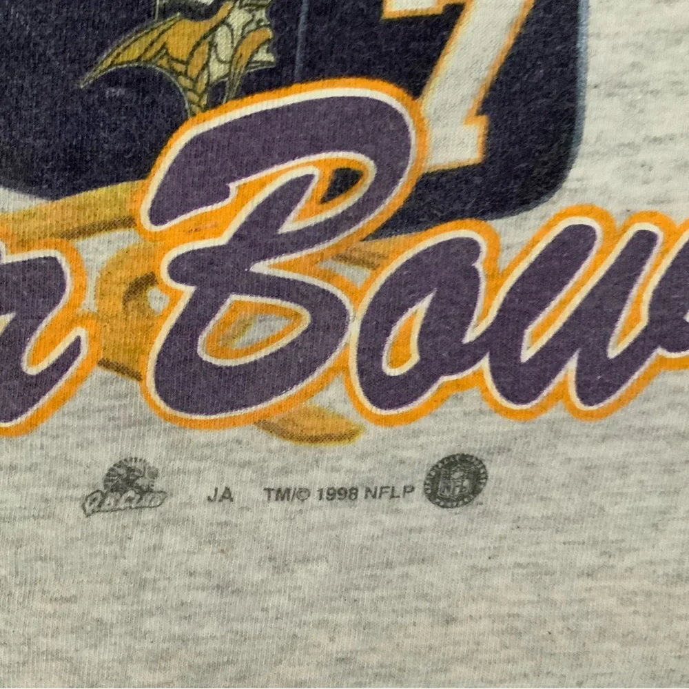 Vintage Minnesota Vikings Christmas Super Bowl Tshirt 1998 Sz L - Picture 3 of 7